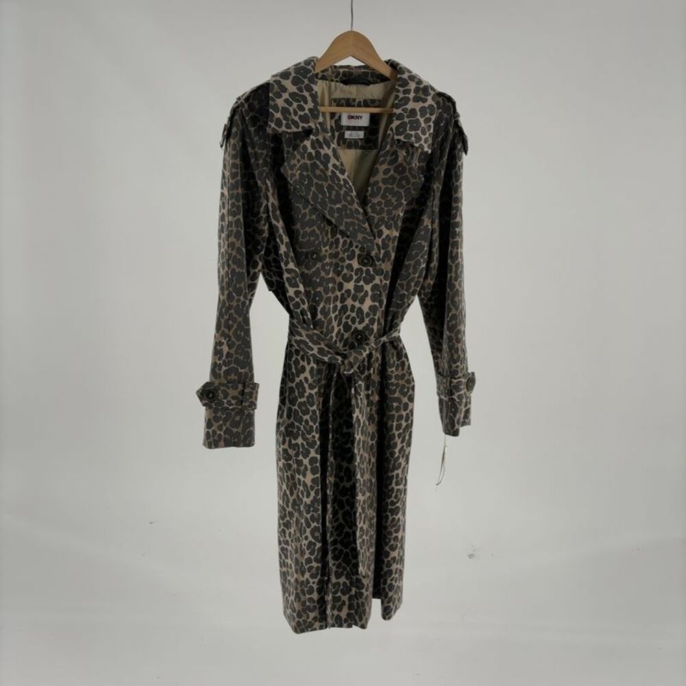Dkny Leopard Print Trench Coat